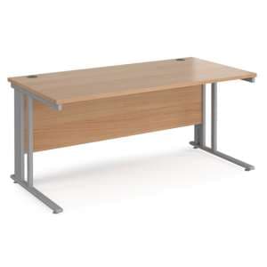 Melor 1600mm Cable Managed Computer Desk In Beech And Silver - UK