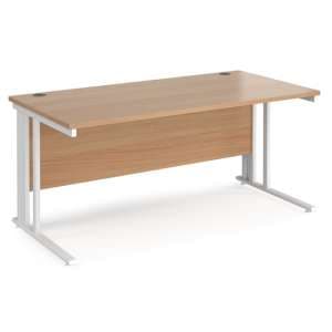 Melor 1600mm Cable Managed Computer Desk In Beech And White - UK