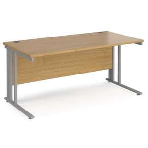 Melor 1600mm Cable Managed Computer Desk In Oak And Silver - UK