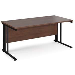 Melor 1600mm Cable Managed Computer Desk In Walnut And Black - UK