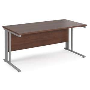 Melor 1600mm Cable Managed Computer Desk In Walnut And Silver - UK