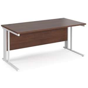 Melor 1600mm Cable Managed Computer Desk In Walnut And White - UK