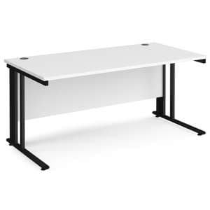 Melor 1600mm Cable Managed Computer Desk In White And Black - UK