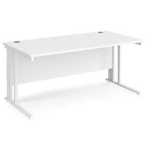 Melor 1600mm Cable Managed Wooden Computer Desk In White - UK