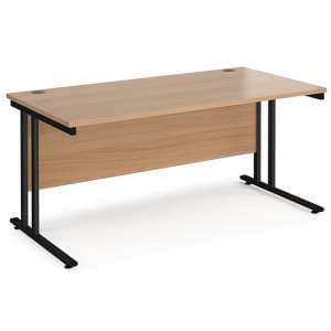 Melor 1600mm Cantilever Wooden Computer Desk In Beech And Black - UK