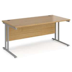 Melor 1600mm Cantilever Wooden Computer Desk In Oak And Silver - UK