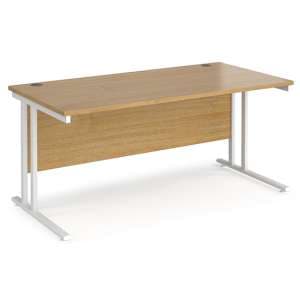 Melor 1600mm Cantilever Wooden Computer Desk In Oak And White - UK