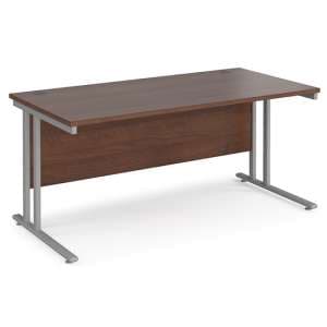 Melor 1600mm Cantilever Computer Desk In Walnut And Silver - UK