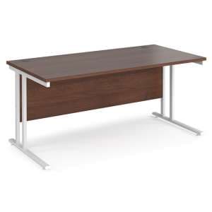 Melor 1600mm Cantilever Wooden Computer Desk In Walnut And White - UK
