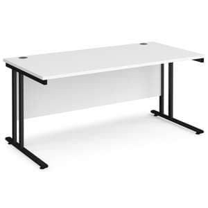 Melor 1600mm Cantilever Wooden Computer Desk In White And Black - UK