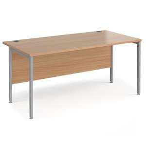 Melor 1600mm H-Frame Computer Desk In Beech And Silver - UK