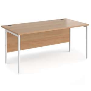 Melor 1600mm H-Frame Computer Desk In Beech And White - UK