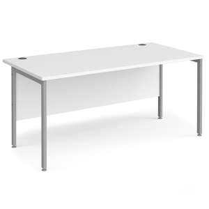 Melor 1600mm H-Frame Computer Desk In White And Silver - UK