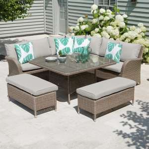 Meltan Outdoor Large Square Modular Dining Set In Sand