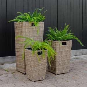 Meltan Outdoor Set Of 3 Planters In Sand - UK