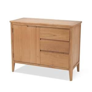 Melton Wooden Compact Sideboard In Natural Oak With 3 Drawers