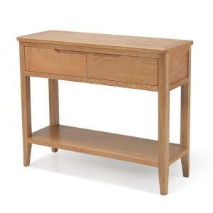 Melton Wooden Console Table In Natural Oak With 2 Drawers - UK