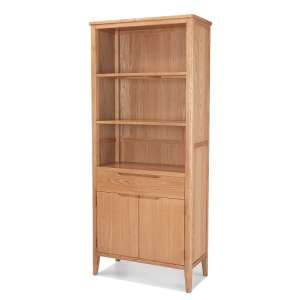 Melton Wooden Bookcase Wide In Natural Oak With 2 Doors - UK