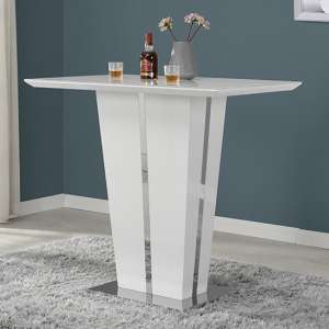 Memphis High Gloss Bar Table In White With Glass Top - UK