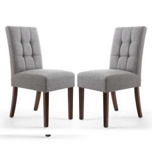 Mendoza Steel Grey Stitched Waffle Linen Dining Chairs In Pair - UK