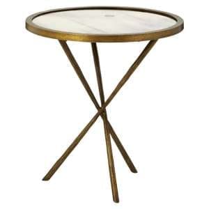 Menkent 46cm Glass Top Side Table With Antique Brass Frame - UK