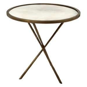 Menkent 59cm Glass Top Side Table With Antique Brass Frame - UK