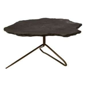 Menkent Black Stone Top Coffee Table With Antique Brass Legs