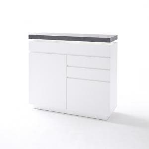 Mentis Compact Sideboard In Matt White And Concrete With LED - UK