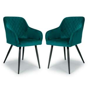 Menton Mint Green Brushed Velvet Dining Chairs In Pair - UK