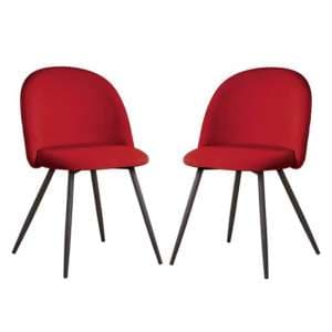 Meran Red Fabric Dining Chairs In A Pair - UK