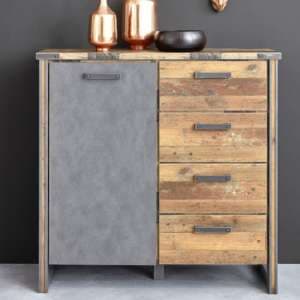 Merano Chest Of Drawers In Old Wood And Matera Grey With 1 Door - UK