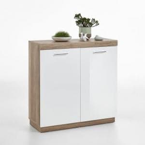 Mercia Compact Sideboard In Monument Oak And High Gloss White