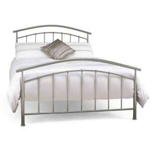 Mercury Metal Small Double Bed In Pearl Silver