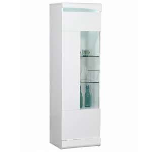 Merida Wooden Display Cabinet In White High Gloss With 1 Door