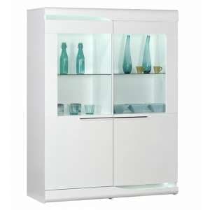 Merida Wooden Display Cabinet In White High Gloss With 2 Doors