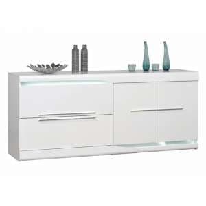 Merida Wooden Sideboard In White Gloss With 2 Doors 2 Drawers