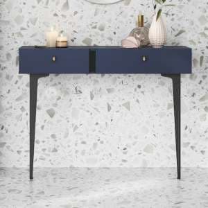 Merill Wooden Dressing Table With 2 Drawers In Navy - UK