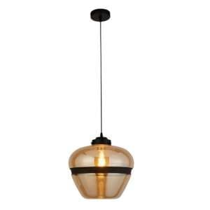 Meringue 1 Pendant Light In Champagne With Black Band Detail - UK