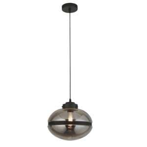 Meringue 1 Pendant Light In Smoked With Black Band Detail - UK