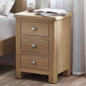 Merritt Wooden Bedside Cabinet With 3 Drawers In Limed Oak - UK