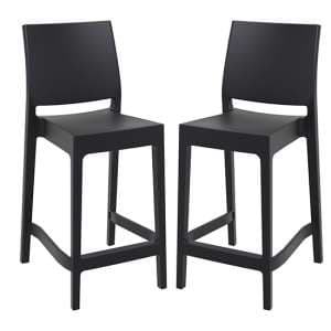 Mesa Black Polypropylene Bar Chairs In Pair - UK