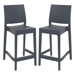 Mesa Dark Grey Polypropylene Bar Chairs In Pair - UK