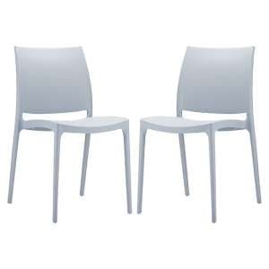 Mesa Silver Grey Polypropylene Dining Chairs In Pair