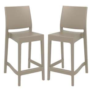 Mesa Taupe Polypropylene Bar Chairs In Pair - UK