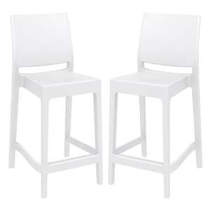 Mesa White Polypropylene Bar Chairs In Pair - UK
