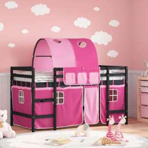Messina Kids Pinewood Loft Bed In Black With Pink Tunnel - UK
