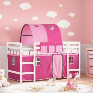 Messina Kids Pinewood Loft Bed In White With Pink Tunnel - UK