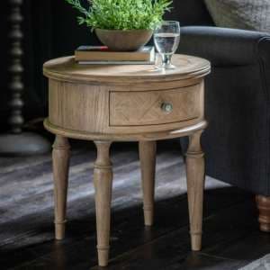 Mestiza Round Wooden Side Table With 1 Drawer In Natural - UK