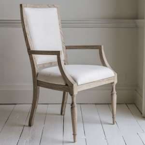 Mestiza Wooden Armchair With Linen Seat In Natural - UK