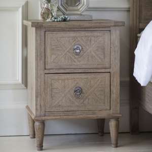 Mestiza Wooden Bedside Cabinet With 2 Drawers In Natural - UK